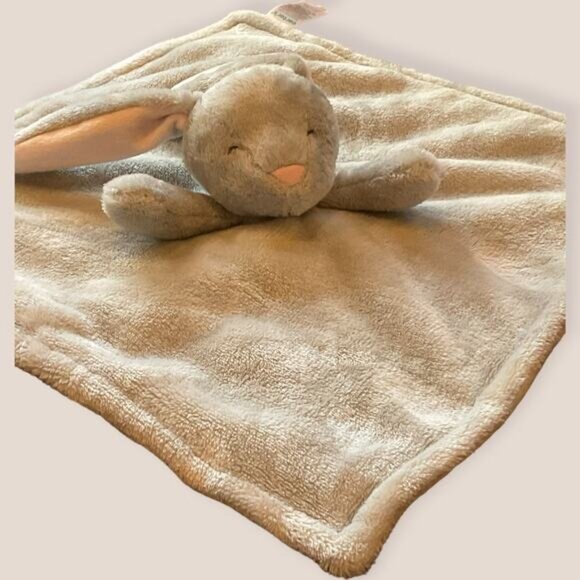 2020 Carters Grey and Pink Rabbit Bunny Lovey Security Blanket Plush Stuffed Toy - Picture 4 of 6